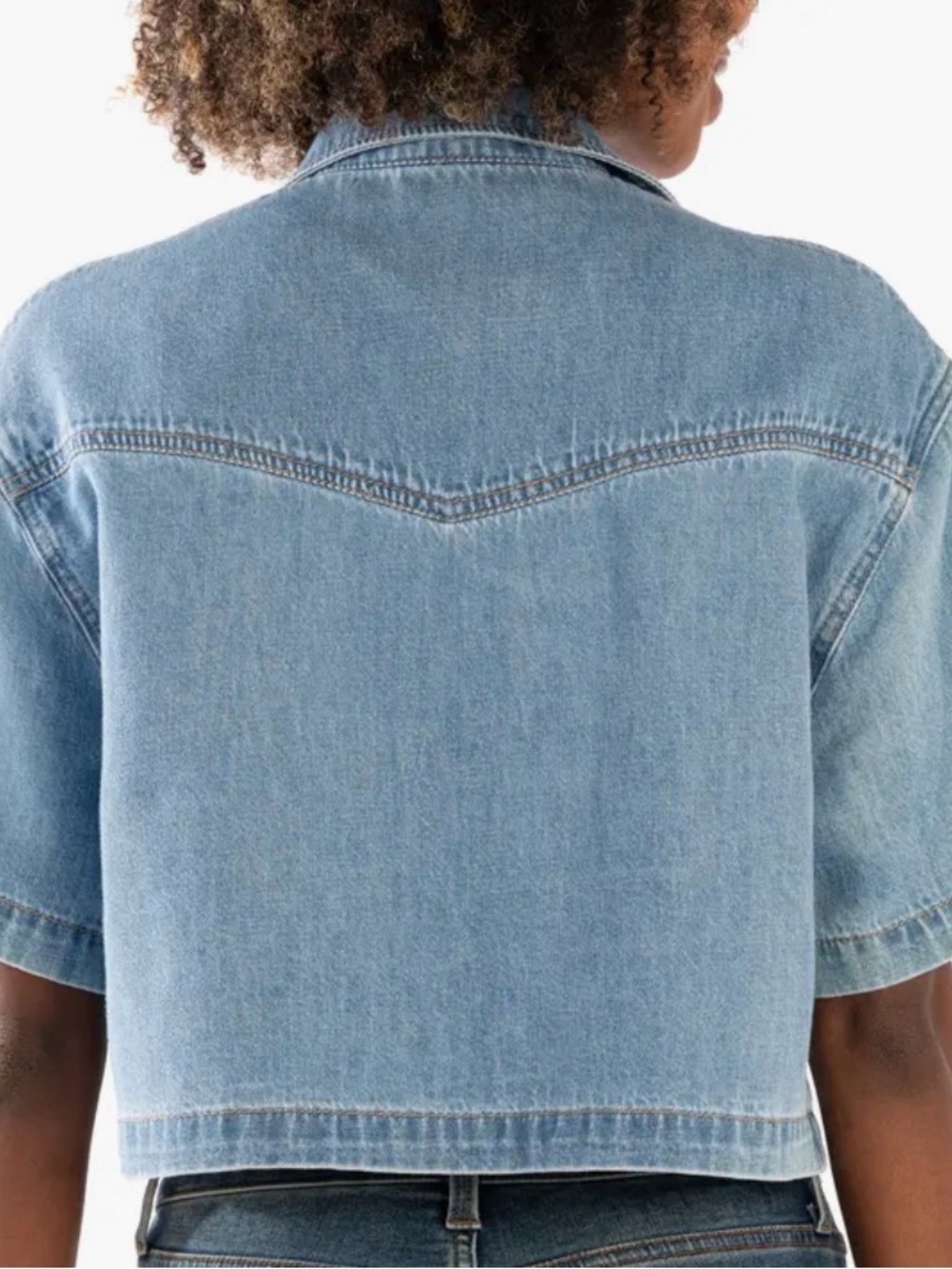 KUT Denim Birdie Button-Front Shirt Jacket - Light Blue - Picture 4 of 9